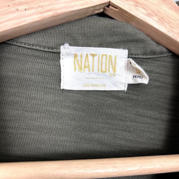 Nation LTD Ennis Workshirt Feminine Puff Sleeve Top Seaweed Army Green Small - Picture 4 of 6